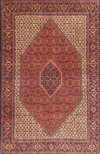 Machine Washable Traditional Saffron Red Rug, wshtr1522