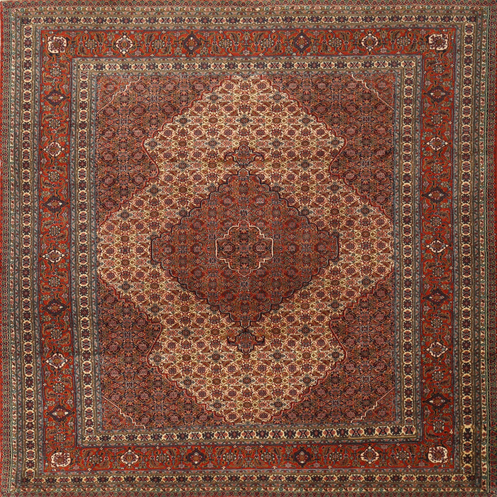 Round Machine Washable Traditional Saffron Red Rug, wshtr1523
