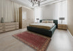 Traditional Dark Gold Brown Persian Rug in a Bedroom, tr1524