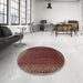 Round Traditional Dark Gold Brown Persian Rug in a Office, tr1524