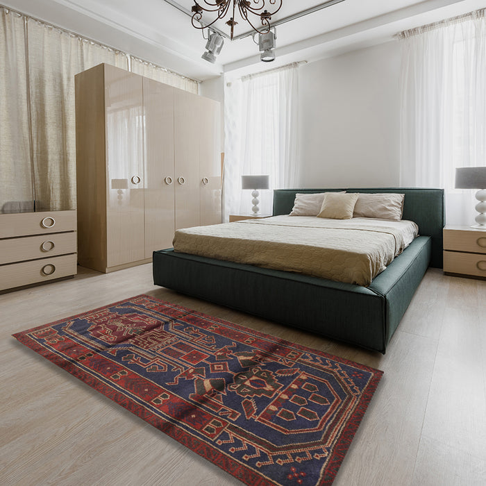 Machine Washable Traditional Brown Rug in a Bedroom, wshtr1527