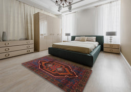 Traditional Saffron Red Persian Rug in a Bedroom, tr1528