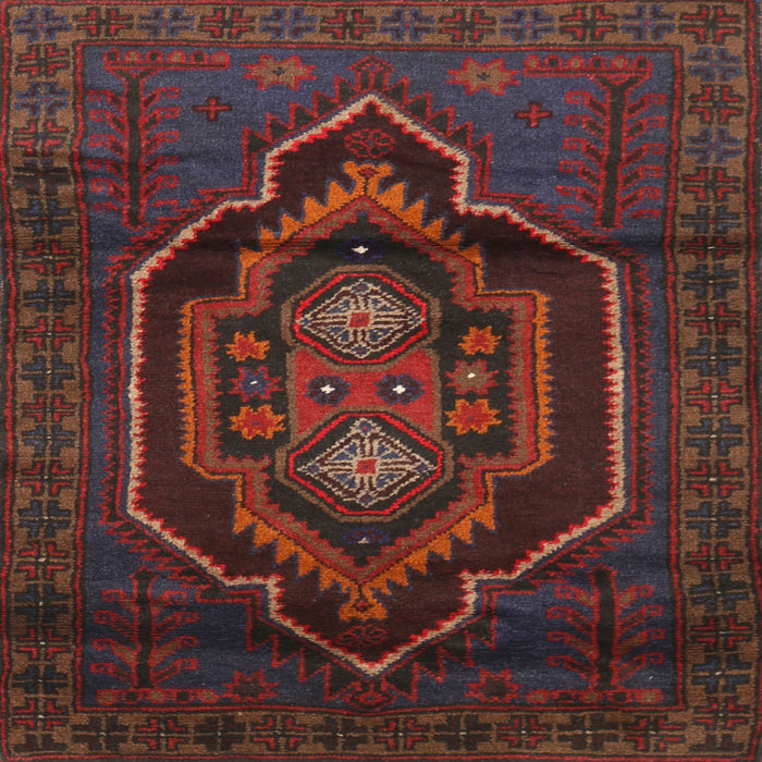 Square Traditional Saffron Red Persian Rug, tr1528