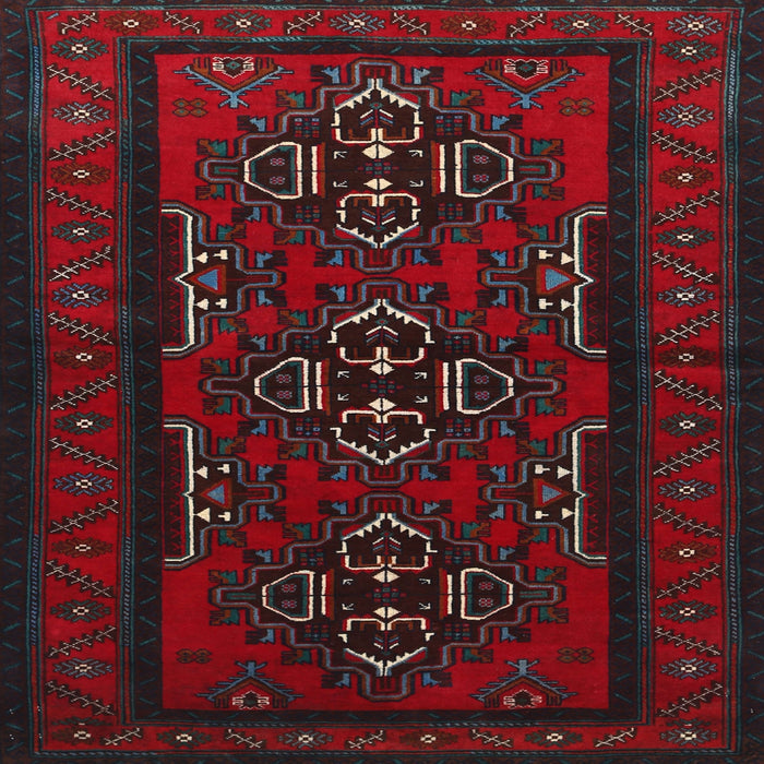 Round Machine Washable Traditional Tomato Red Rug, wshtr1529