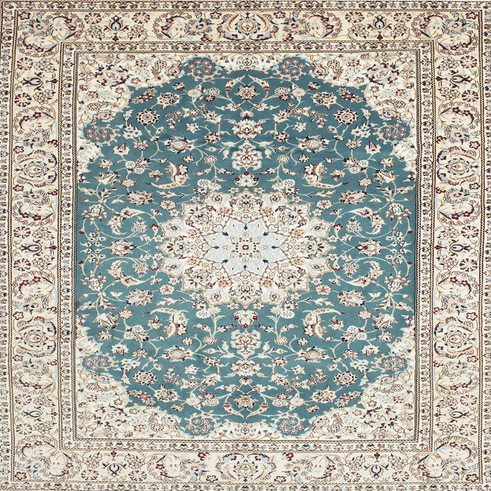 Square Traditional Silver Gray Medallion Rug, tr152