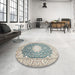 Round Machine Washable Traditional Silver Gray Rug in a Office, wshtr152