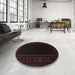 Round Machine Washable Traditional Charcoal Black Rug in a Office, wshtr1531