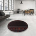 Round Traditional Charcoal Black Persian Rug in a Office, tr1531