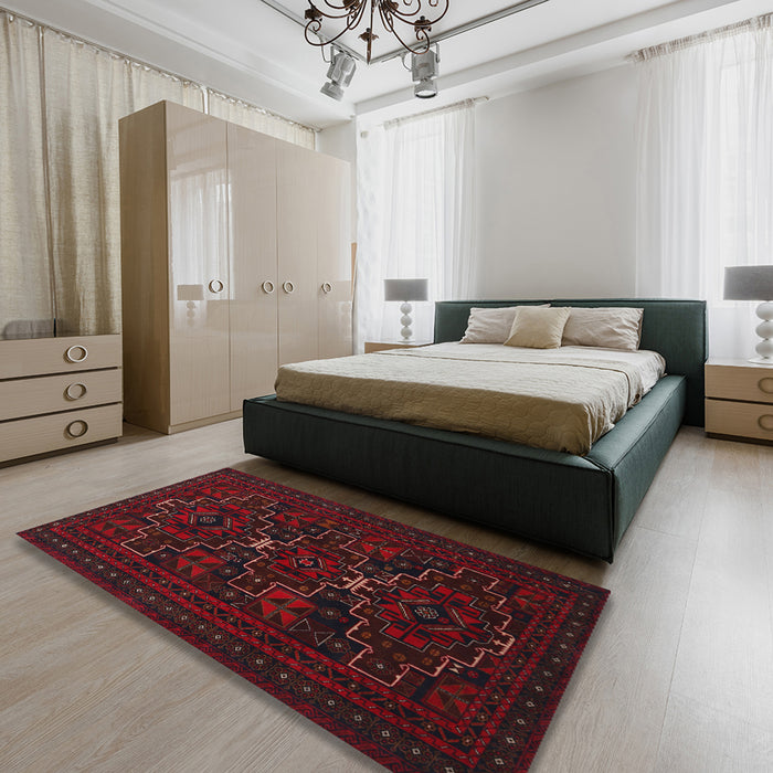 Machine Washable Traditional Bakers Brown Rug in a Bedroom, wshtr1533