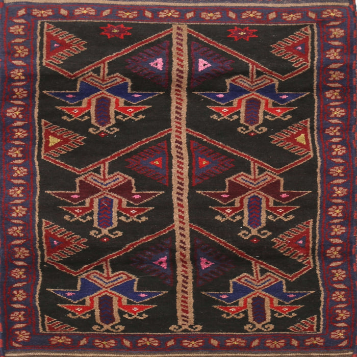 Square Traditional Reddish Brown Persian Rug, tr1534