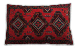 Traditional Classic Rectangular Red Lumbar Throw Pillow, 13 inch by 19 inch, lbtr1537