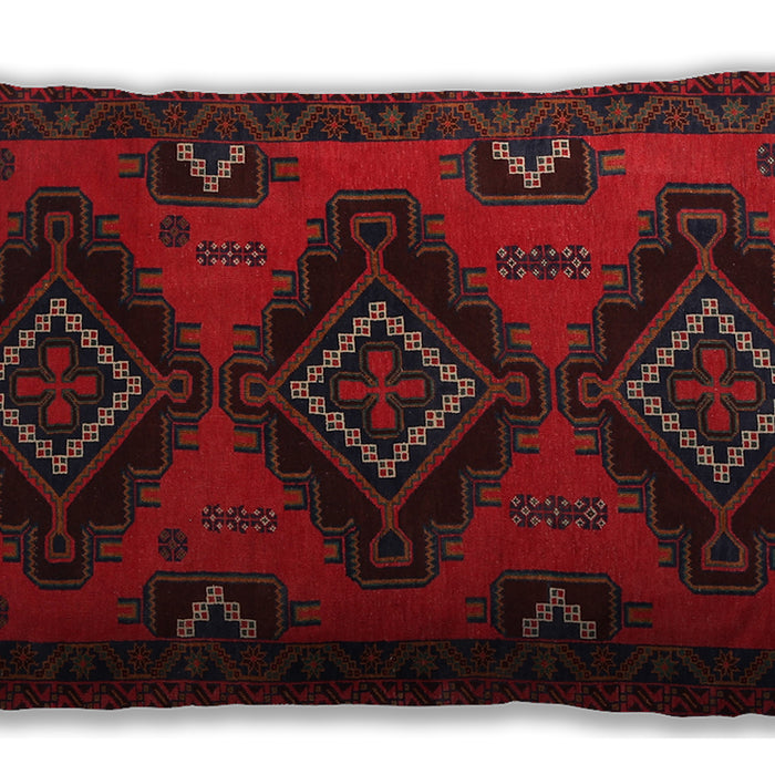 Traditional Classic Rectangular Red Lumbar Throw Pillow, 13 inch by 19 inch, lbtr1537