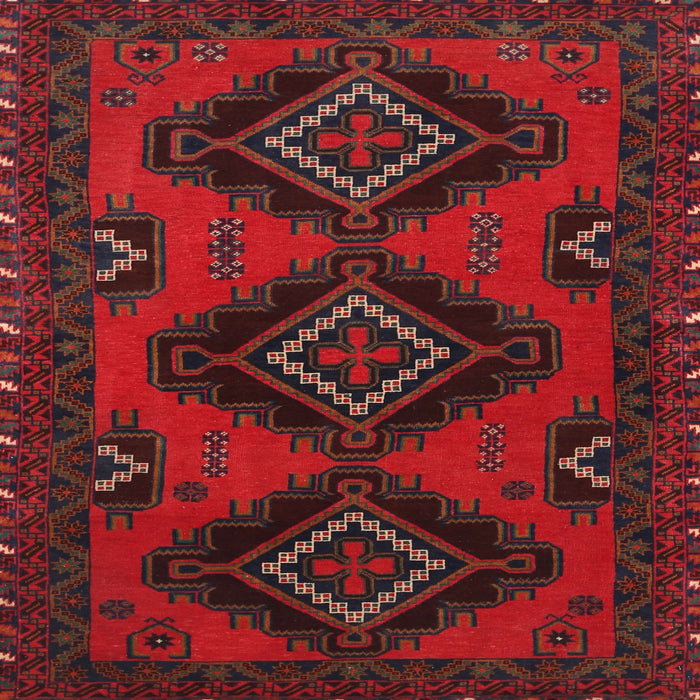 Round Machine Washable Traditional Red Rug, wshtr1537