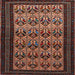 Round Machine Washable Traditional Dark Almond Brown Rug, wshtr1538