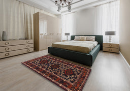 Traditional Chestnut Brown Persian Rug in a Bedroom, tr1539