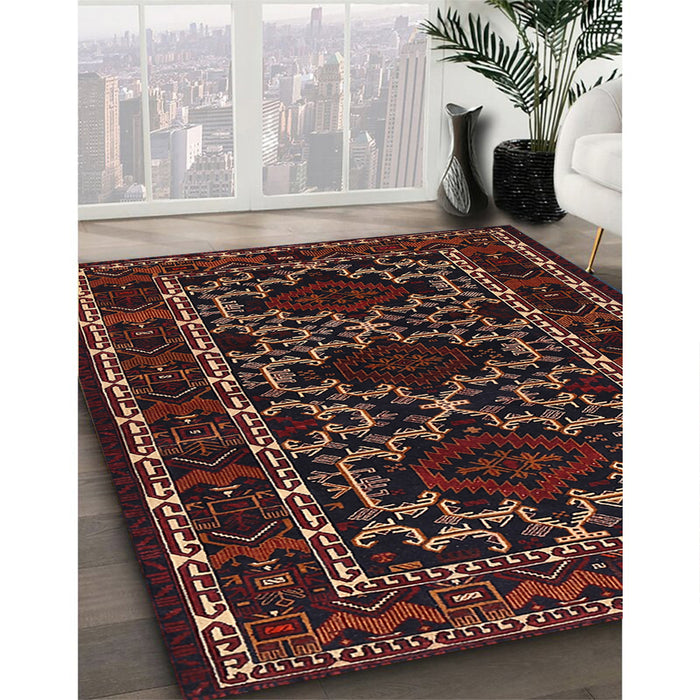 Machine Washable Traditional Chestnut Brown Rug in a Family Room, wshtr1539