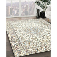 Traditional Champagne Beige Medallion Rug, tr153