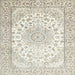 Square Traditional Champagne Beige Medallion Rug, tr153