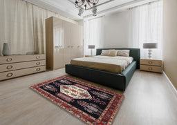Traditional Mauve Taupe Purple Persian Rug in a Bedroom, tr1544