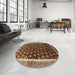 Round Machine Washable Traditional Bronze Brown Rug in a Office, wshtr1545