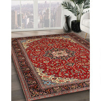 Traditional Orange Salmon Pink Medallion Rug, tr1549