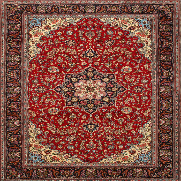 Square Traditional Orange Salmon Pink Medallion Rug, tr1549