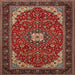 Square Traditional Orange Salmon Pink Medallion Rug, tr1549