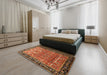 Machine Washable Traditional Tomato Red Rug in a Bedroom, wshtr1550