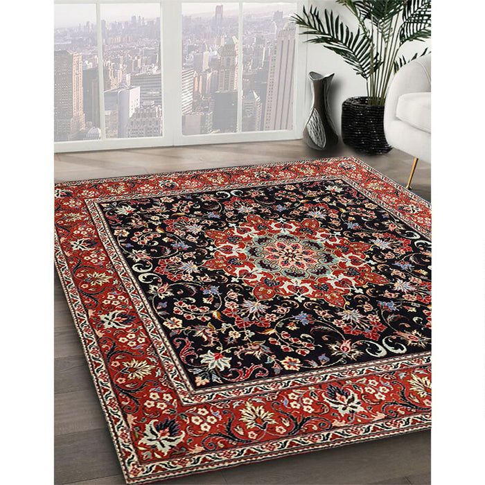 Traditional Deep Red Persian Rug in Family Room, tr1551