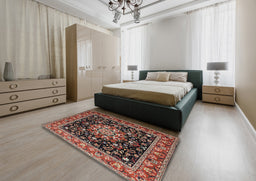 Traditional Deep Red Persian Rug in a Bedroom, tr1551