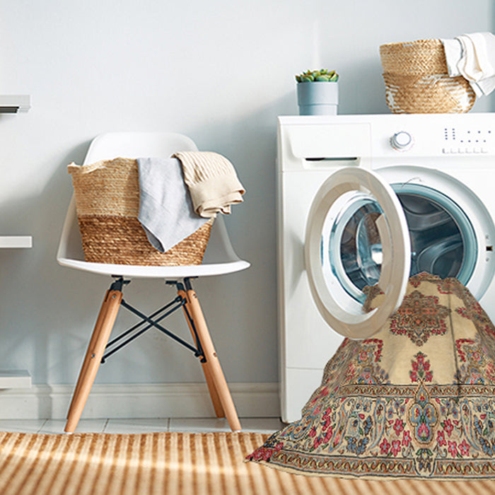 Machine Washable Traditional Sienna Brown Rug in a Washing Machine, wshtr1553