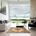 Square Machine Washable Traditional Sienna Brown Rug in a Living Room, wshtr1553