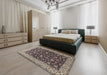 Traditional Tan Brown Persian Rug in a Bedroom, tr1554