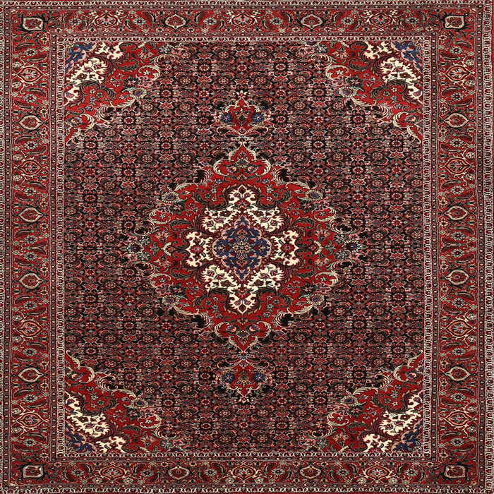 Round Machine Washable Traditional Dark Almond Brown Rug, wshtr1555