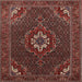 Round Machine Washable Traditional Dark Almond Brown Rug, wshtr1555