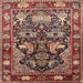 Square Traditional Saffron Red Animal Rug, tr1556