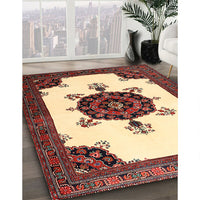 Traditional Saffron Red Medallion Rug, tr1557