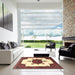 Square Traditional Saffron Red Medallion Rug in a Living Room, tr1557