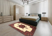 Traditional Saffron Red Medallion Rug in a Bedroom, tr1557