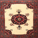 Square Traditional Saffron Red Medallion Rug, tr1557