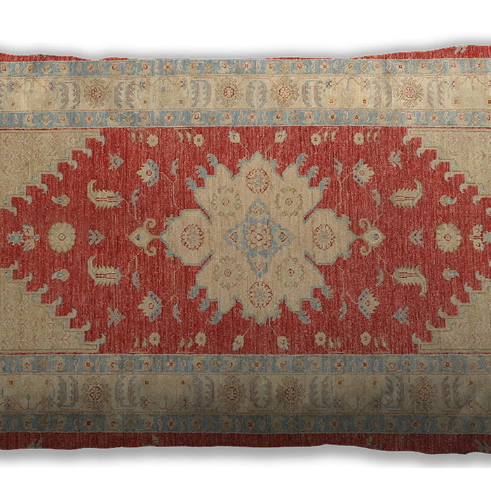 Traditional Classic Rectangular Fire Red Lumbar Throw Pillow, 13 inch by 19 inch, lbtr1558