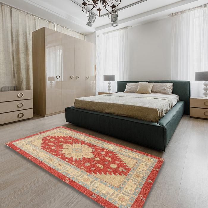 Traditional Red Persian Rug in a Bedroom, tr1558