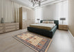 Machine Washable Traditional Brown Rug in a Bedroom, wshtr1559