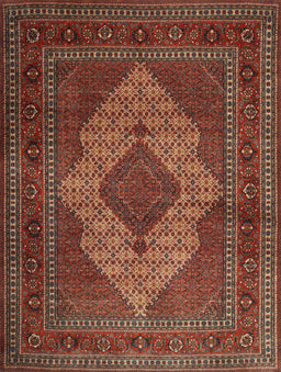 Machine Washable Traditional Saffron Red Rug, wshtr1563