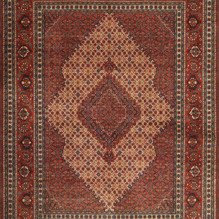 Machine Washable Traditional Saffron Red Rug, wshtr1563