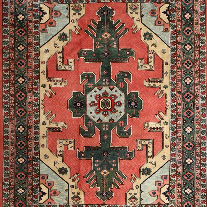 Machine Washable Traditional Saffron Red Rug, wshtr1565