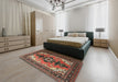 Traditional Saffron Red Persian Rug in a Bedroom, tr1565