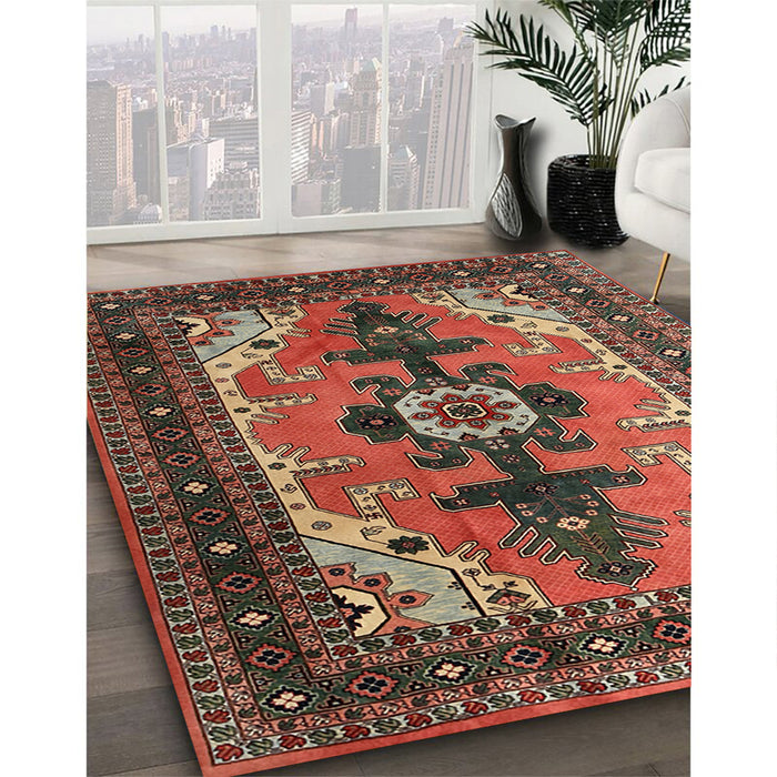 Machine Washable Traditional Saffron Red Rug in a Family Room, wshtr1565