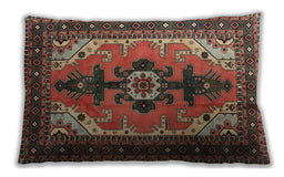 Traditional Classic Rectangular Saffron Red Lumbar Throw Pillow, 13 inch by 19 inch, lbtr1565