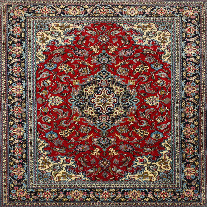 Square Traditional Brown Medallion Rug, tr1567